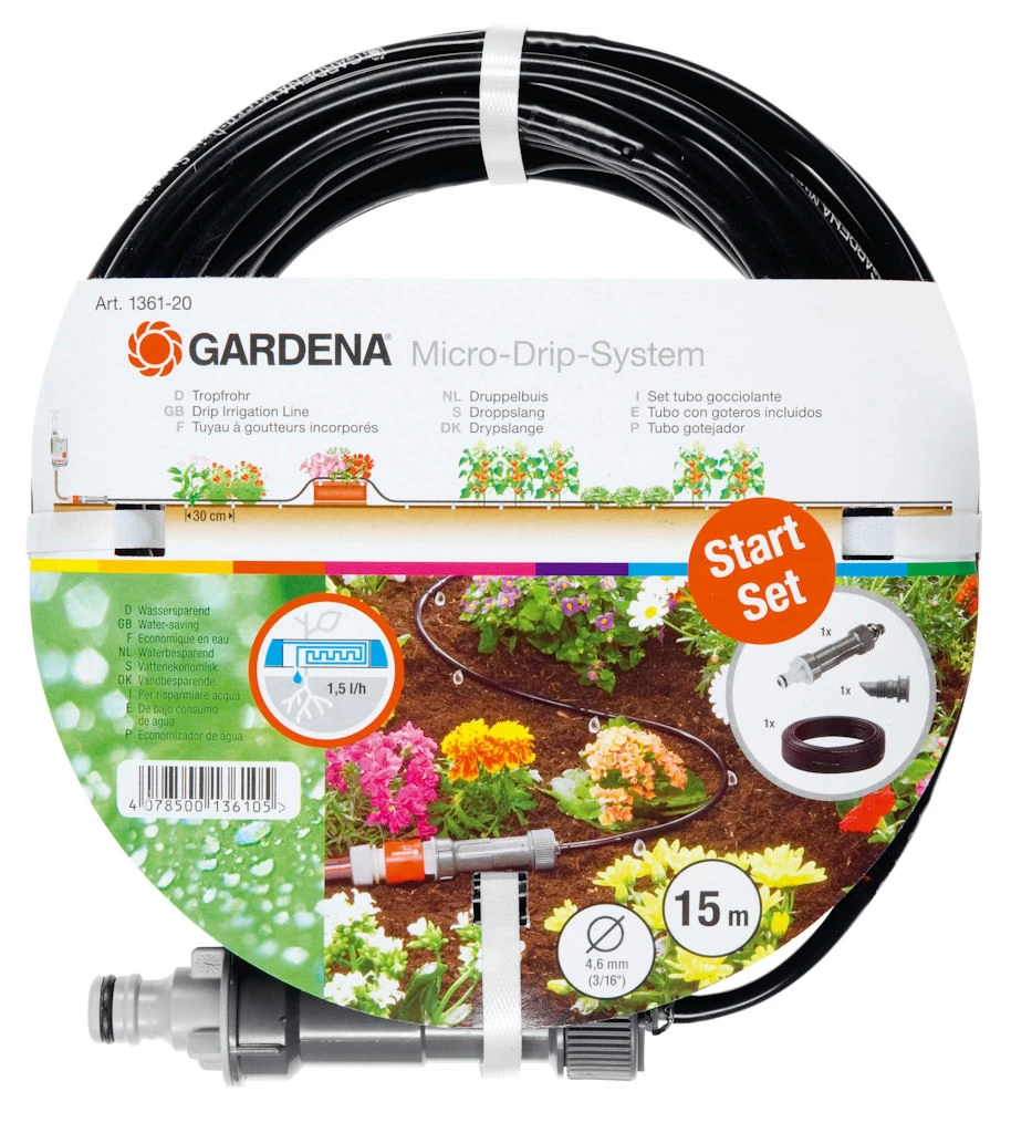 Gardena Microdrip Bovengrondse Druppelbuis 4,6 Mm Startset 3 Gardena Microdrip Bovengrondse Druppelbuis 4,6 Mm Startset